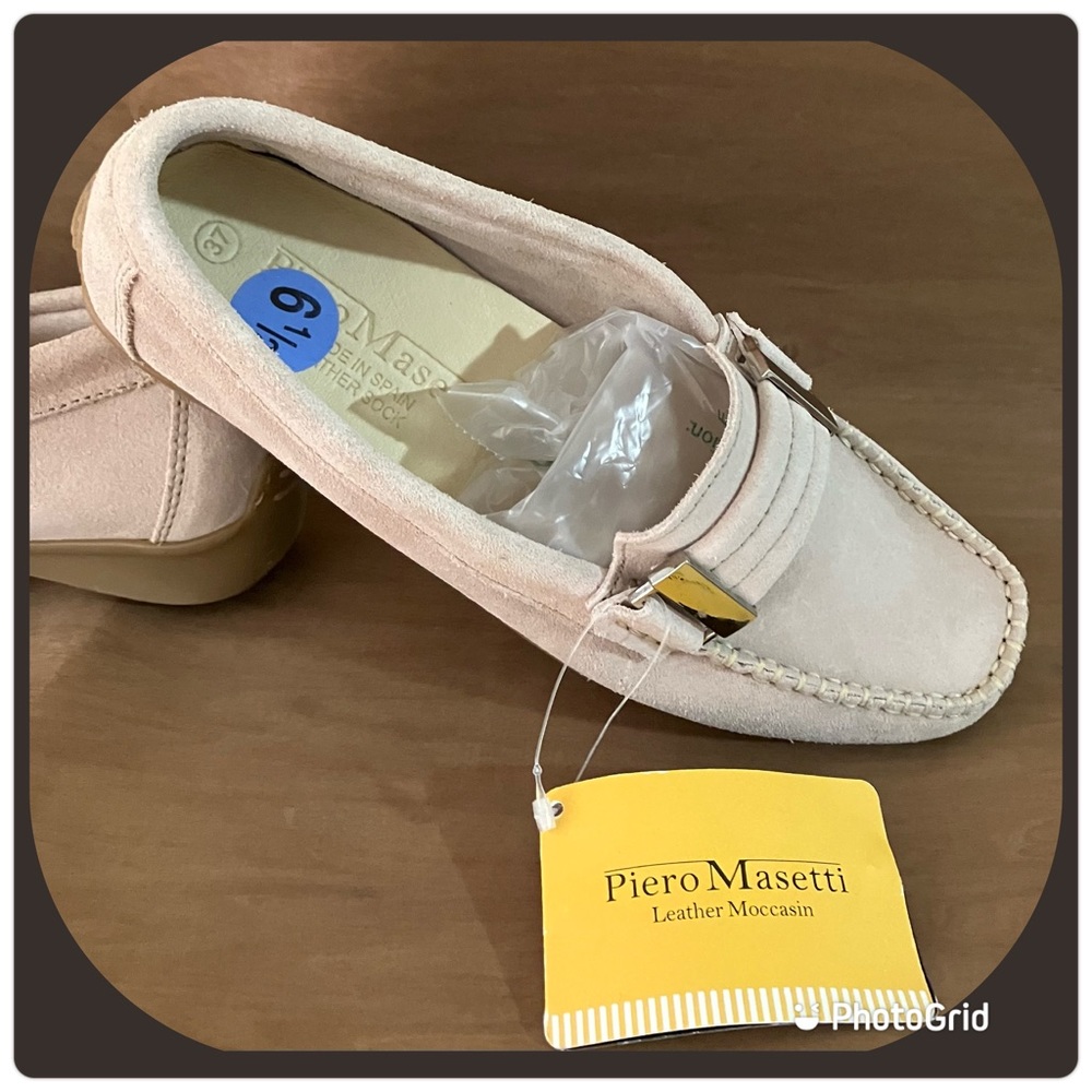 Piero Masetti, light dusty pink leather moccasins. Size 37(6.5)